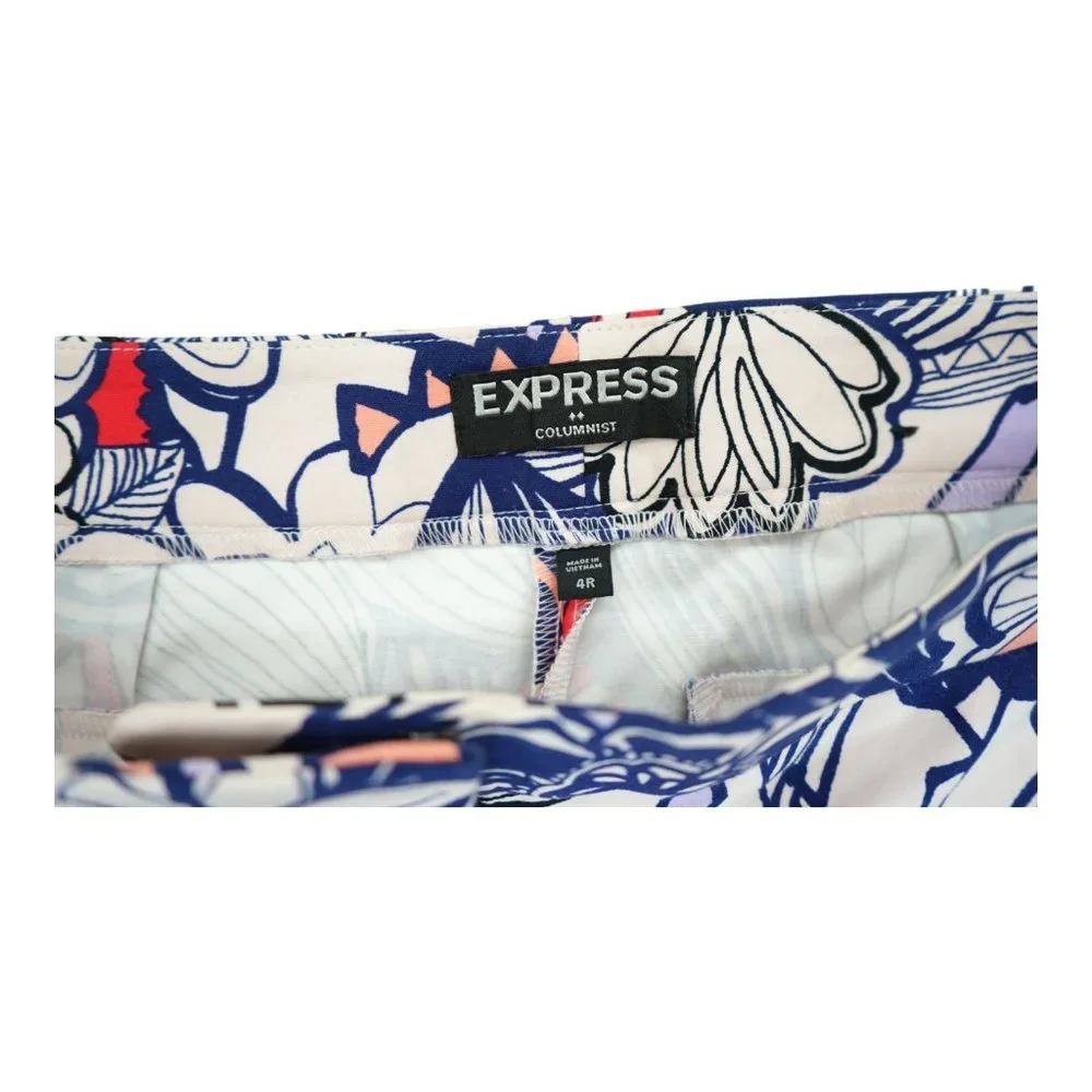 Express Floral Print Columnist Ankle Pant Size‎ 4R Cotton Women's